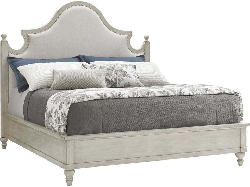 Oyster Bay Arbor Hills King Upholstered Bed with Nailhead Trim