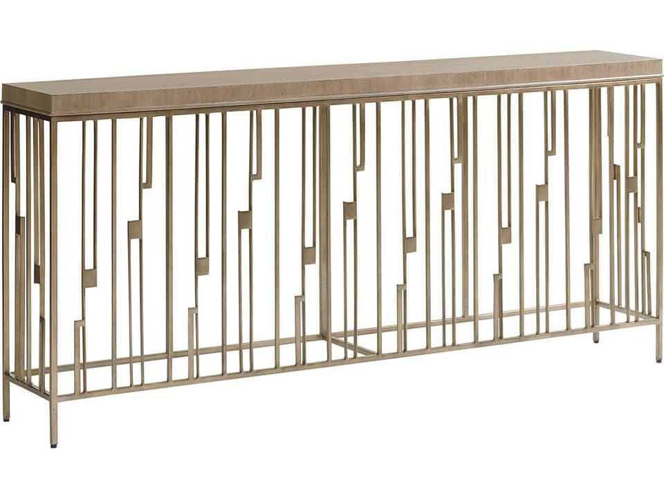 Shadow Play Rectangle Console Table with Burnished Silver Leaf Base