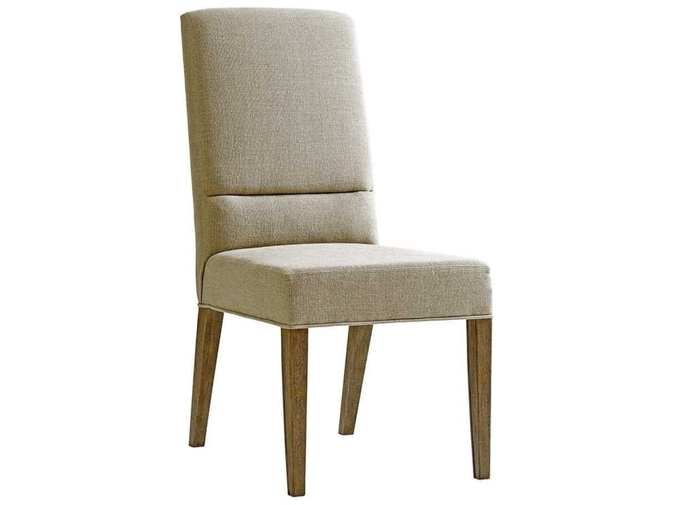 Shadow Play Upholstered Dining Side Chair in Taupe Gray with Dove Gray Linen
