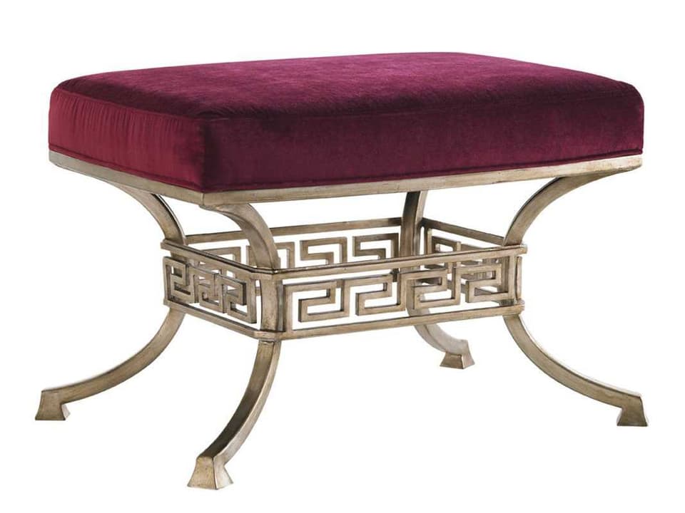Tower Place Movida Upholstered Ottoman with Gold Leaf Metal Base