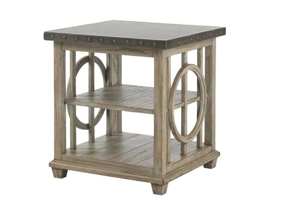 Twilight Bay Square Metal End Table in Weathered Taupe-Gray