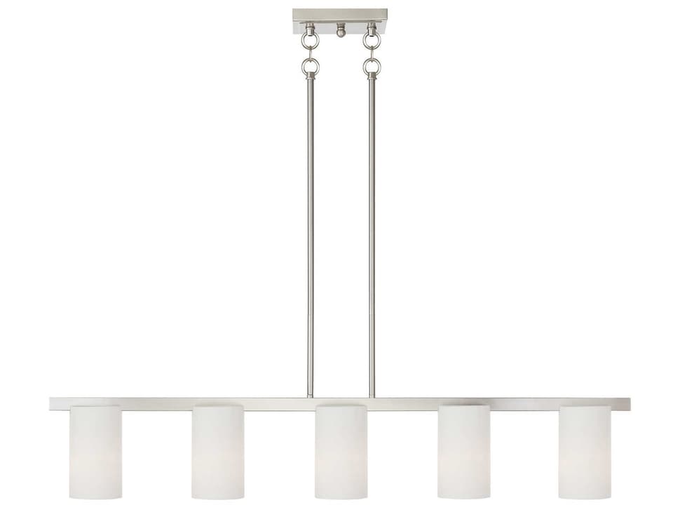 Astoria 5-Light Brushed Nickel Glass Cylinder Linear Island Pendant