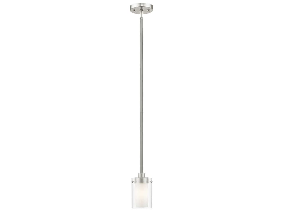 Manhattan 1-Light Brushed Nickel Glass Cylinder Mini Pendant