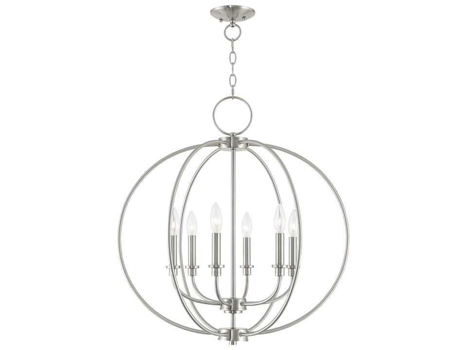Milania 6-Light Brushed Nickel Candelabra Round Chandelier