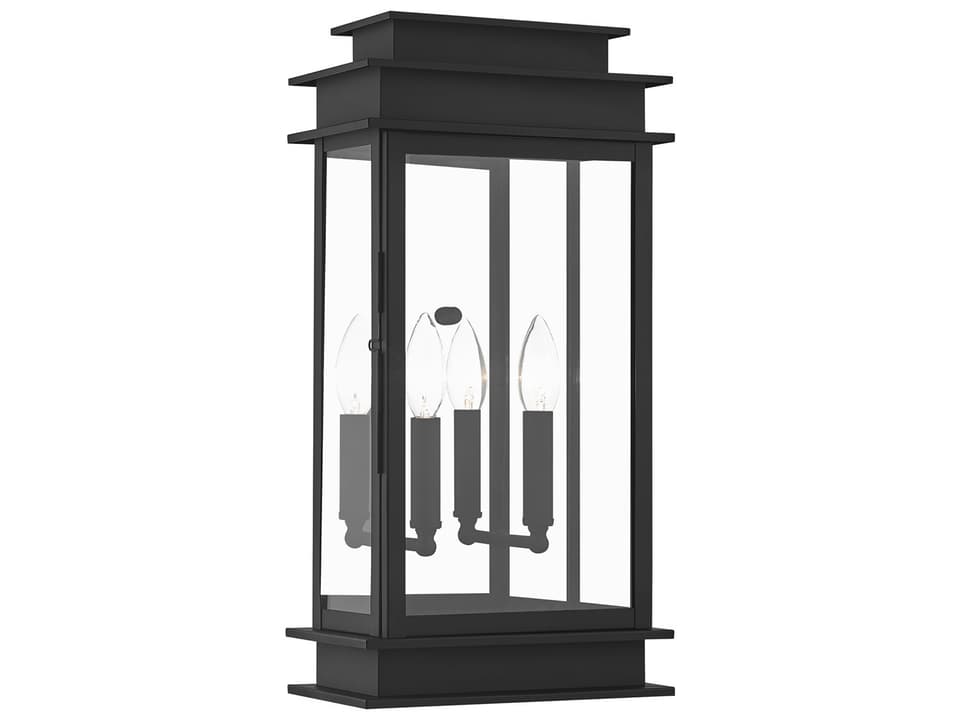 Princeton 2-Light Outdoor Wall Lantern in Black with Clear Glass