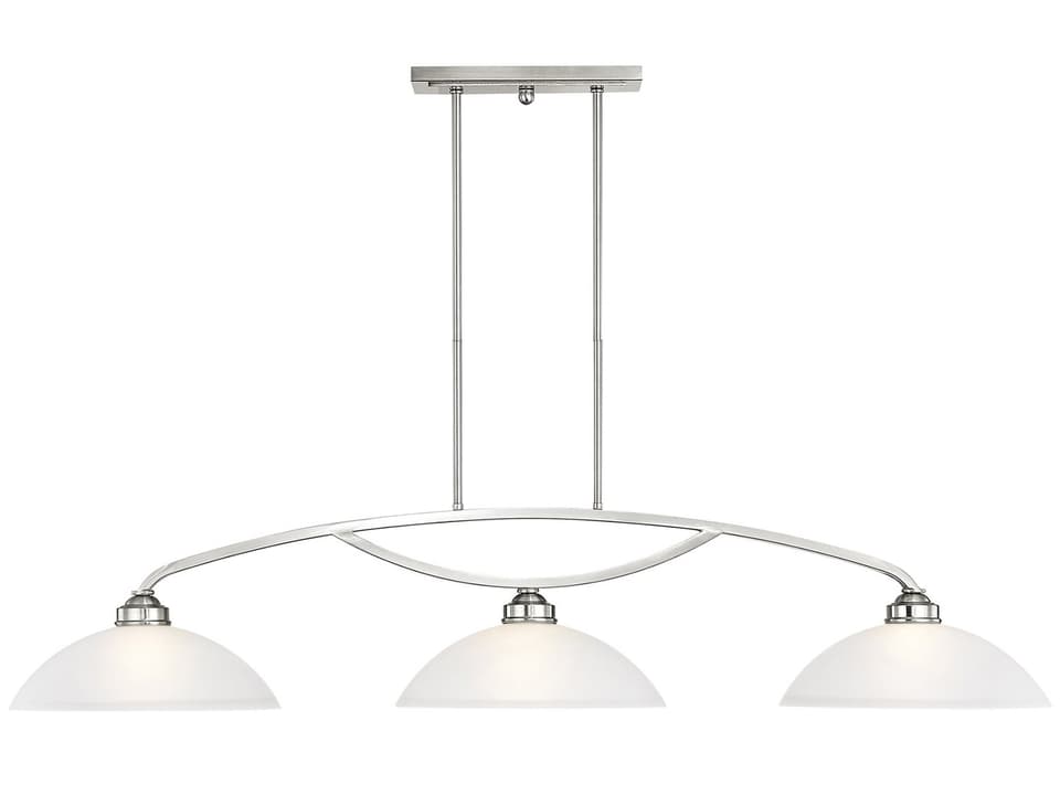 Somerset 3-Light Brushed Nickel Glass Bowl Dome Island Pendant