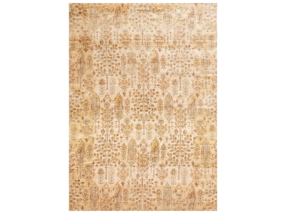 Anastasia Floral Power-Loomed Rectangular Area Rug in Ant Ivory Gold