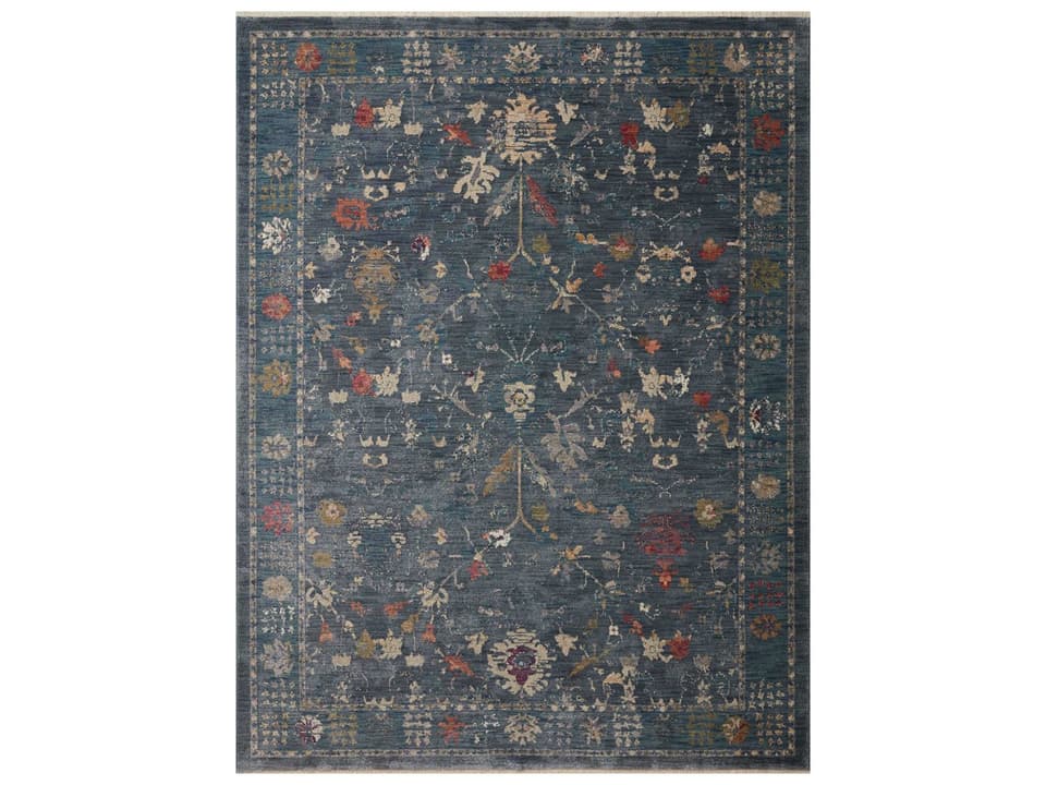 Giada Traditional Power-Loomed Area Rug in Denim Multi