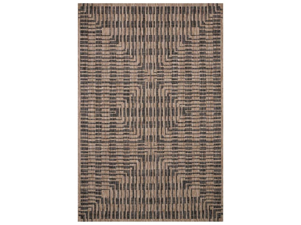 Isle Geometric Polypropylene Indoor Outdoor Area Rug Brown Black