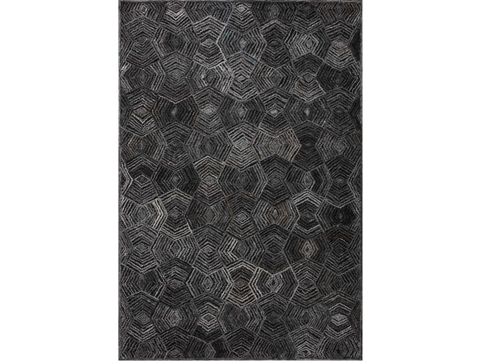 Loloi Prescott PRE-01 Geometric Hand Hooked Area Rug in Charcoal 7'9" x 9'9"