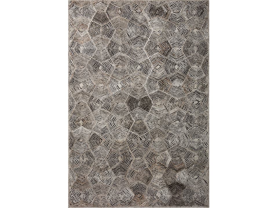 Prescott Geometric High-Low Pile Area Rug in Fawn