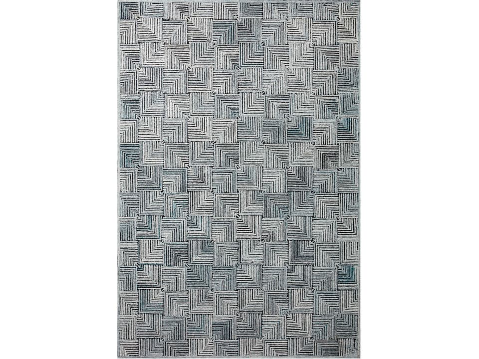 Prescott Arctic Blue 18-Inch x 18-Inch Hooked Area Rug Sample