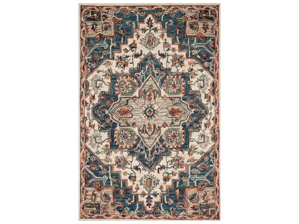 Victoria Blue Red Area Rug 7'9" x 9'9"