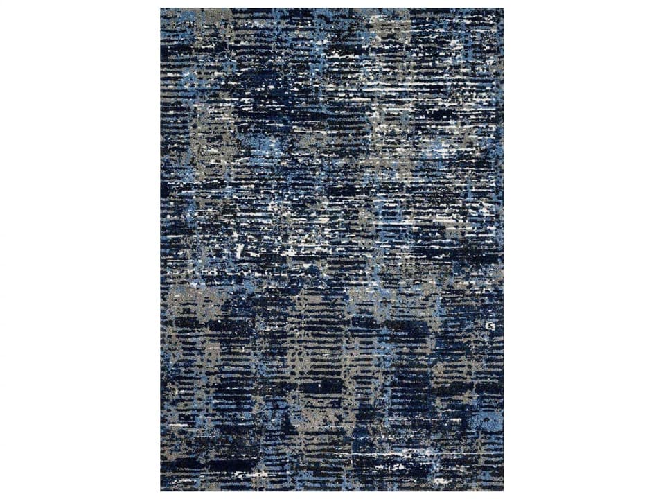 Viera Collection 8'11" x 12'5" Power-Loomed Area Rug in Dark Blue and Grey
