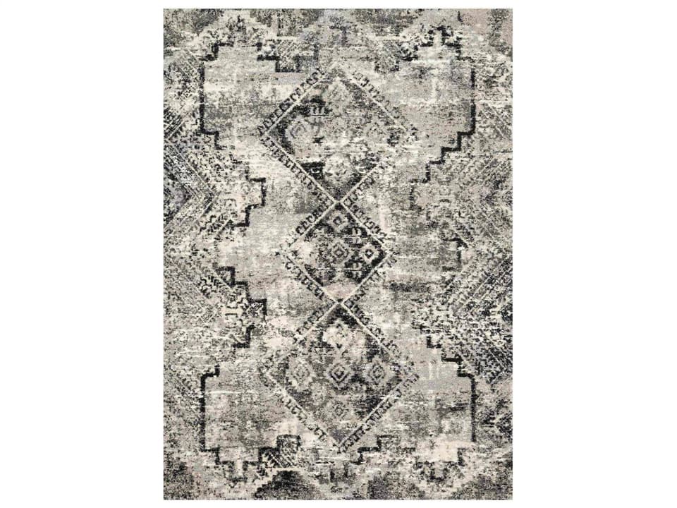 Viera Collection 7'7" x 10'6" Power Loomed Area Rug in Grey Black