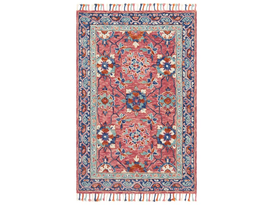 Zharah Rose Denim Hand Hooked Wool Area Rug