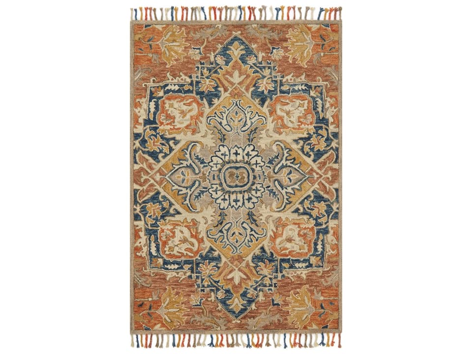 Zharah Hand-Hooked Wool Area Rug with Floral Pattern