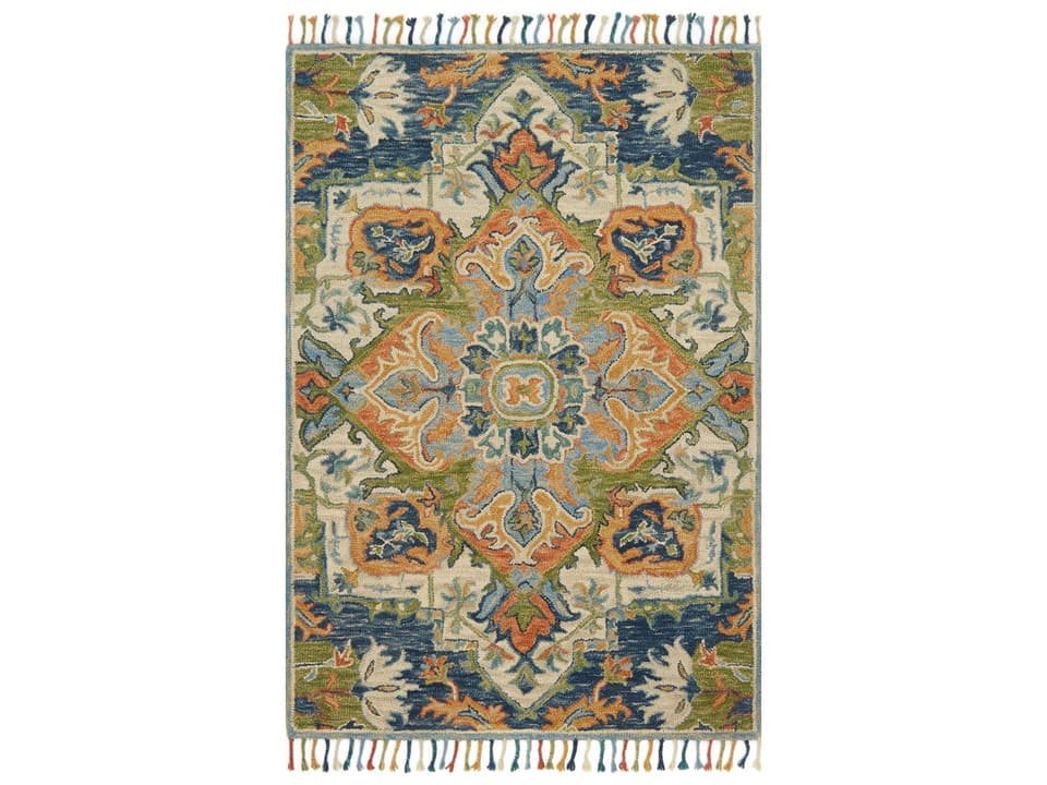 Zharah ZR-11 Blue Multi Wool Hooked Area Rug