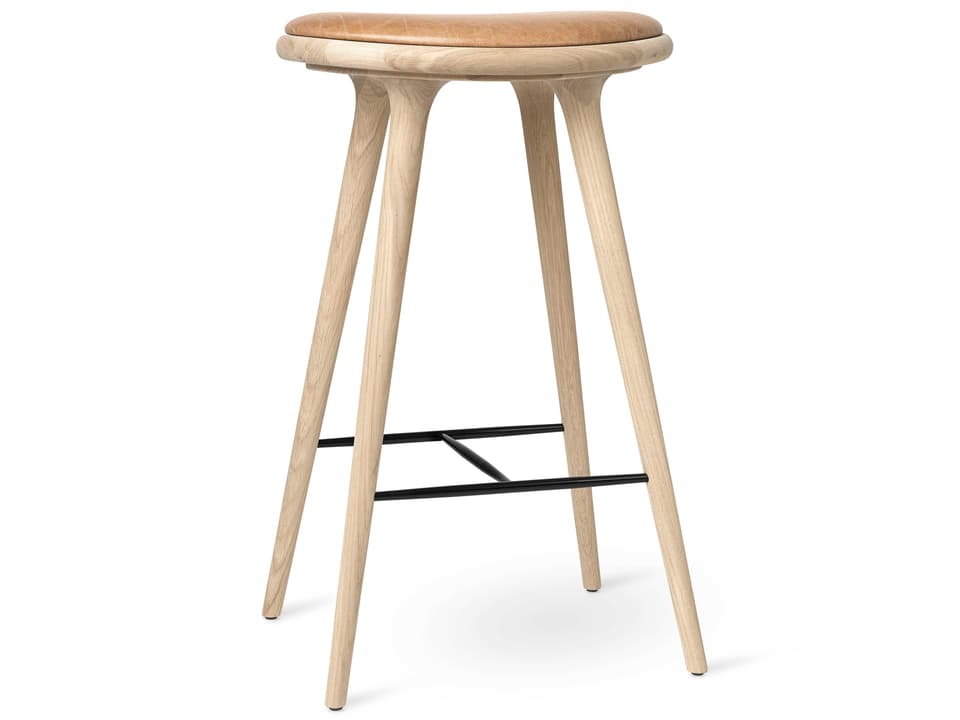 Space Leather Bar Stool in Natural Soap Oak