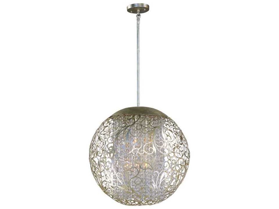 9-Light Arabesque Chandelier in Golden Silver with Crystal