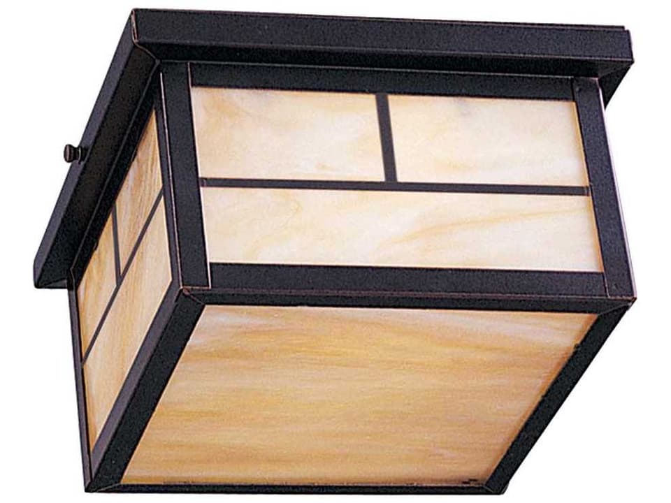 Coldwater 2-Light Outdoor Flush Mount with Honey Glass in Burnished