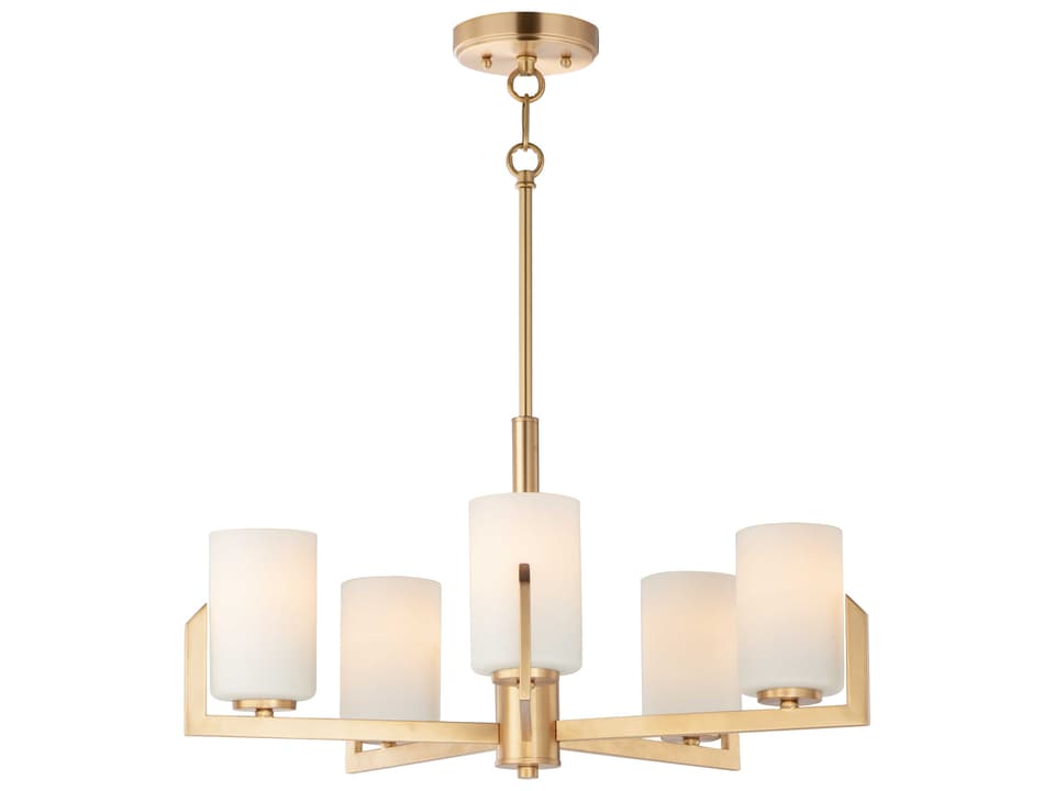 Dart 5-Light Chandelier in Satin Brass with Satin White Glass