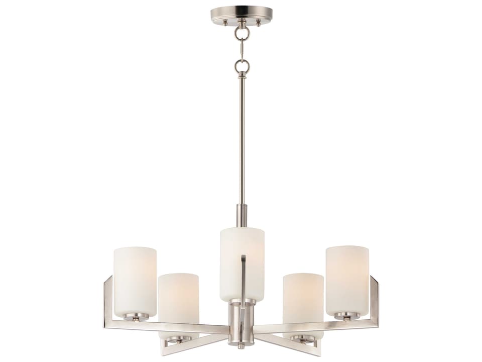 Dart 5-Light Chandelier in Satin Nickel with Satin White Glass