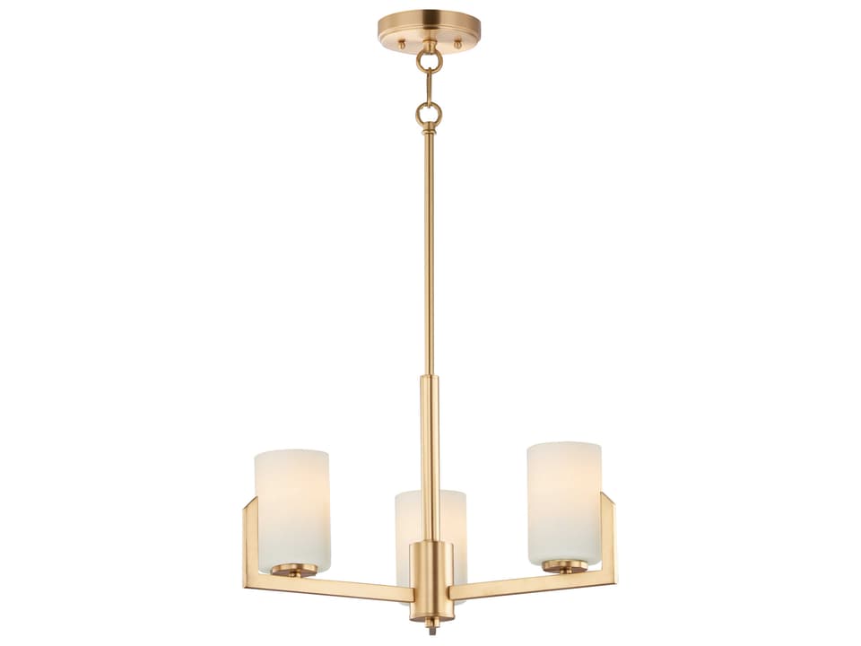 3-Light Dart Chandelier in Satin Brass with Satin White Glass