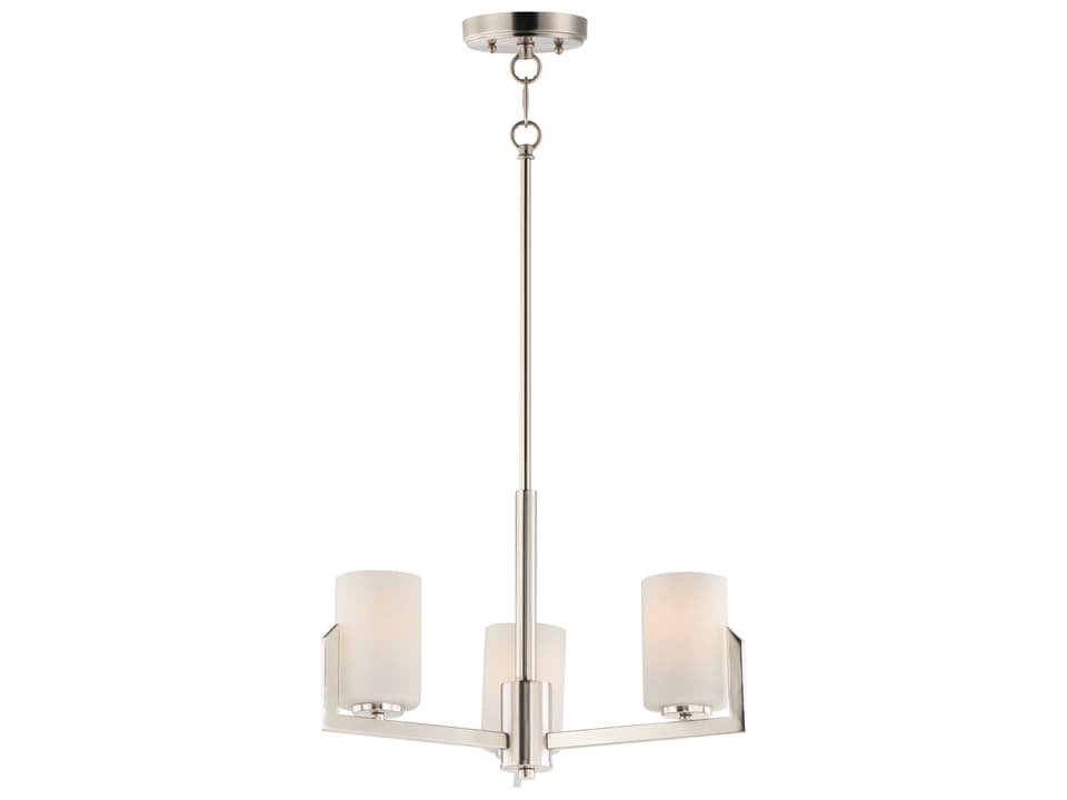 Dart 3-Light Chandelier in Satin Nickel with Satin White Glass