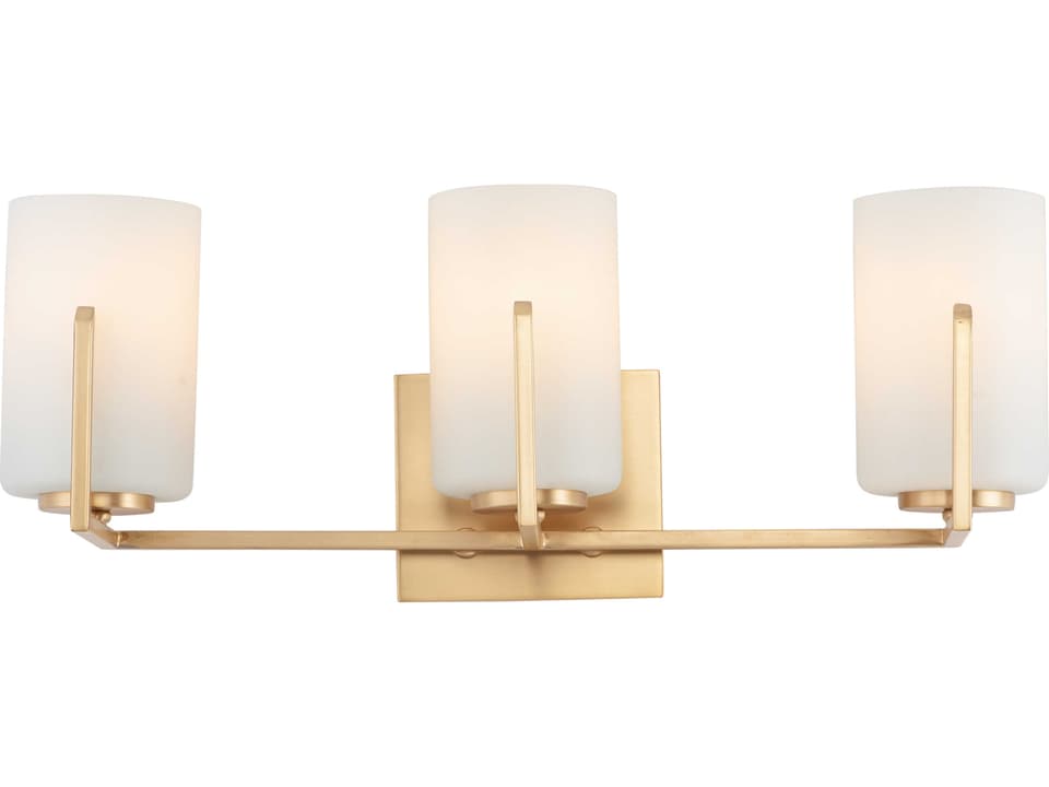 Dart 3-Light Bath Vanity Light in Satin Brass with Satin White Glass