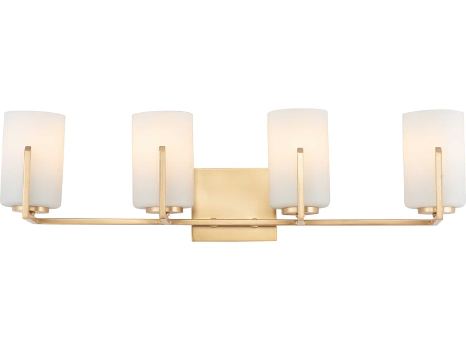Dart 4-Light Bath Vanity Light in Satin Brass with Satin White Glass