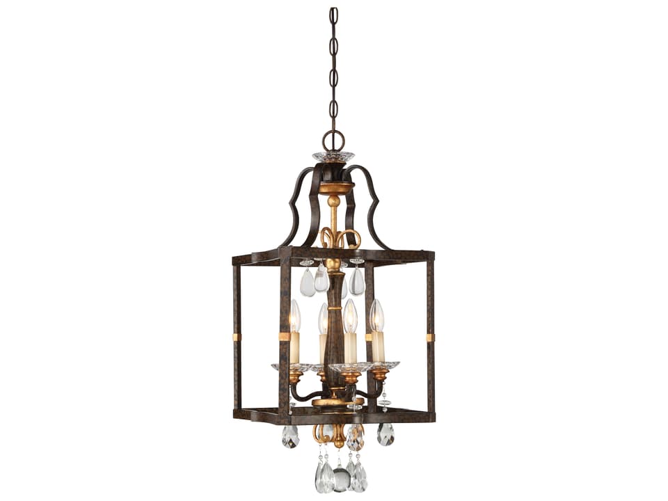 Chateau Nobles 4-Light Pendant in Raven Bronze and Sunburst Gold