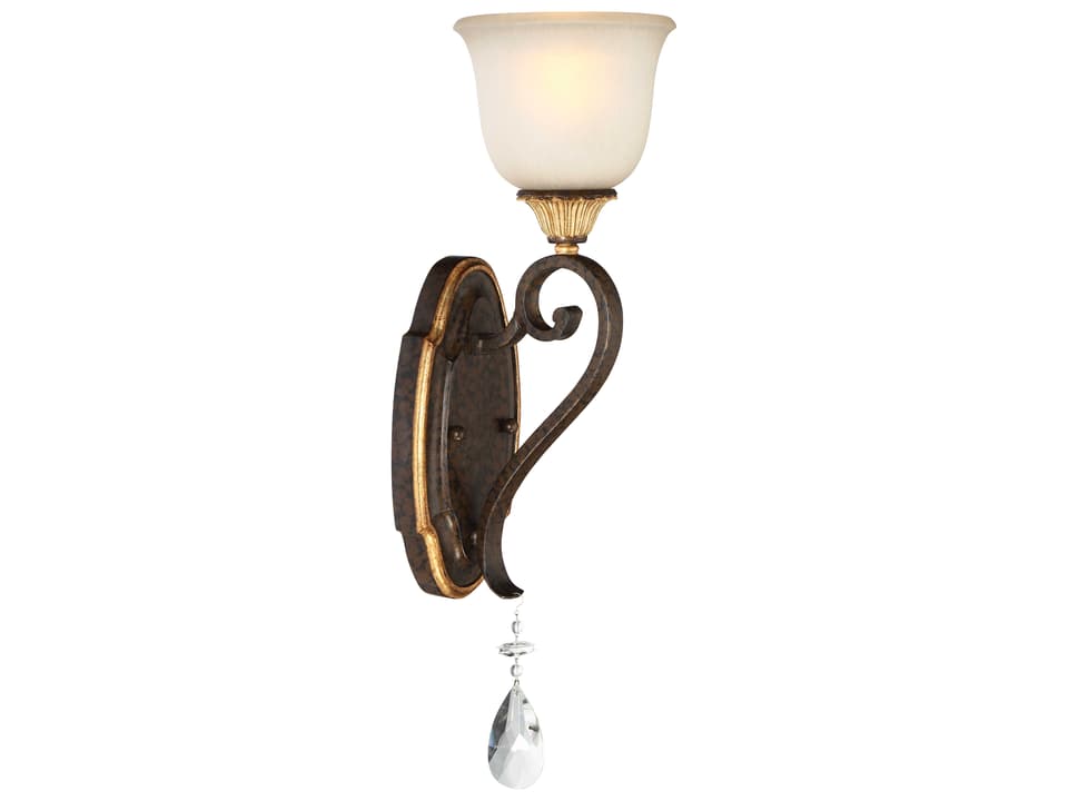Chateau Nobles 1-Light Wall Sconce with Driftwood Glass in Raven Bronze