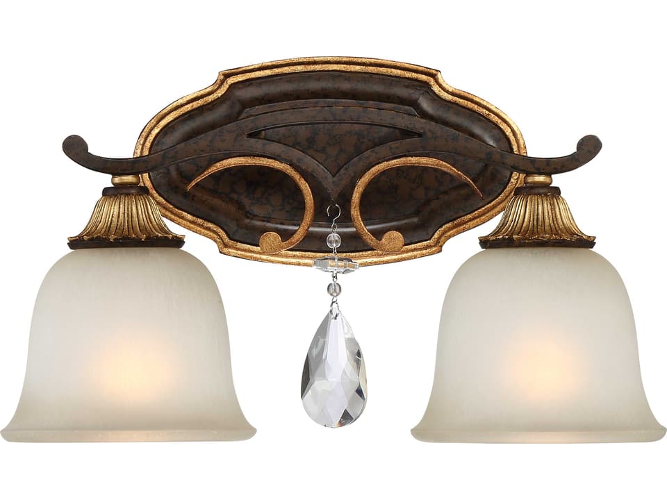 Chateau Nobles 2-Light Bath Vanity Sconce Raven Bronze Opal Glass