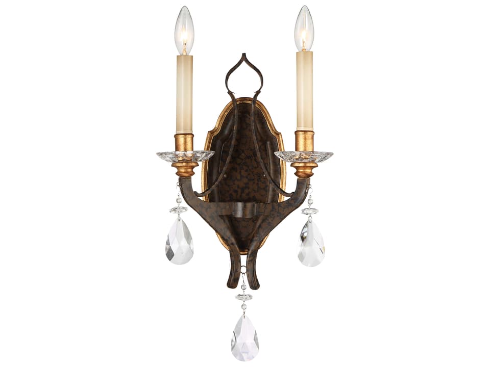 Chateau Nobles 2-Light Wall Sconce in Raven Bronze with Sunburst Gold Highlights
