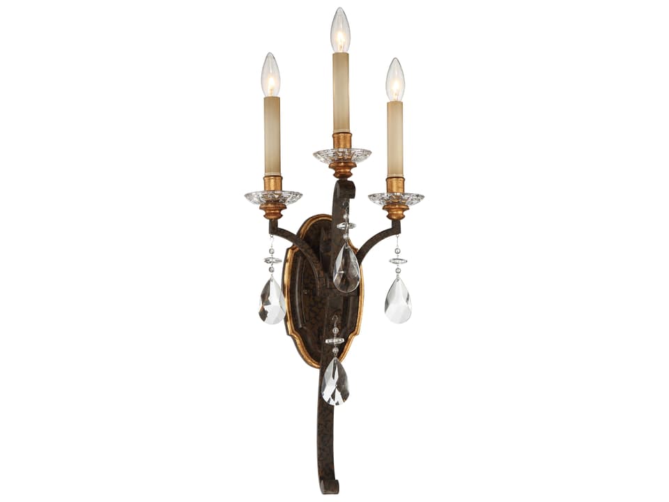 Chateau Nobles 3-Light Wall Sconce in Raven Bronze and Sunburst Gold