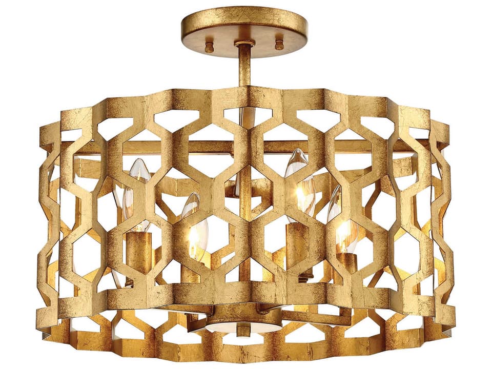 Coronade 4-Light Pandora Gold Leaf Semi Flush Mount