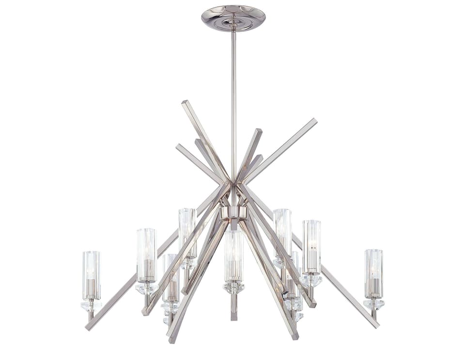 Fusano 12-Light Chandelier in Polished Nickel with Eidolon Krystal Glass