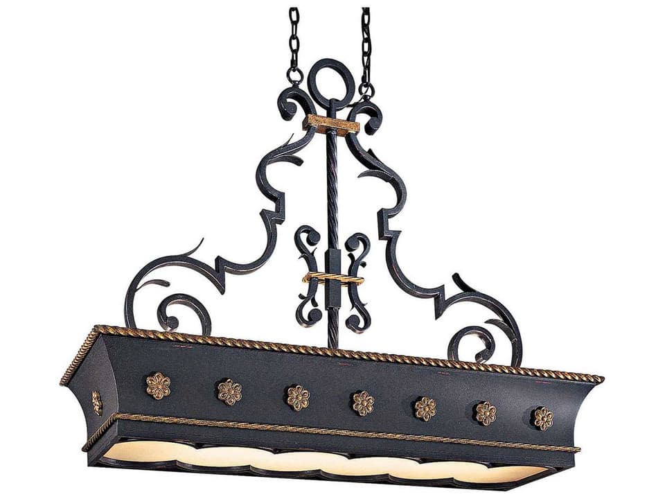 Montparnasse 12-Light Island Pendant in French Coal with Gold Leaf Highlights