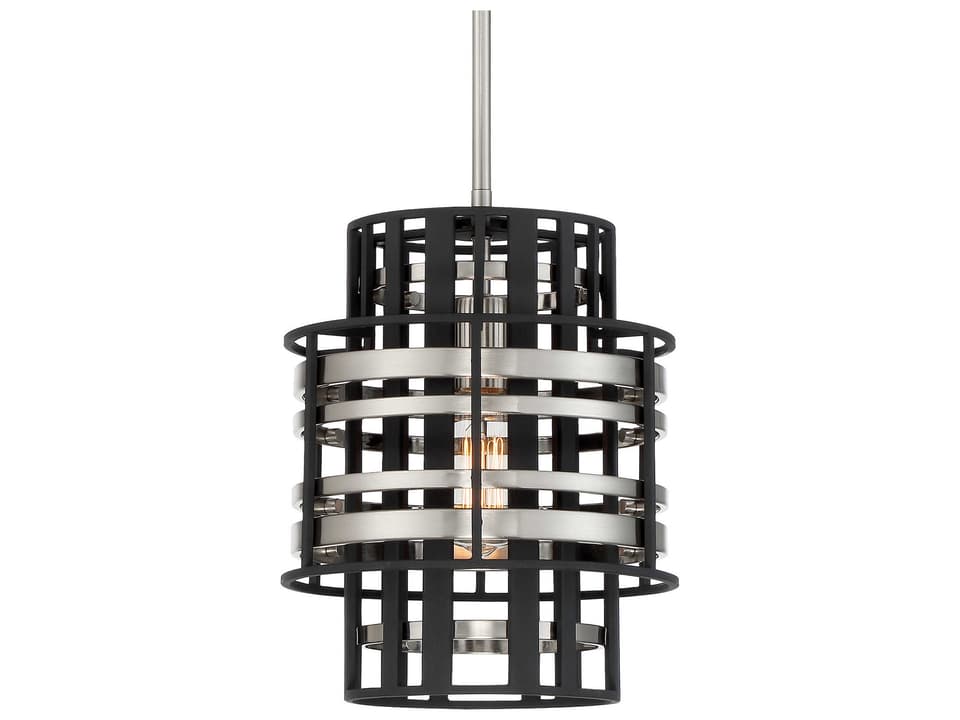 Presten 1-Light Mini Pendant Light in Brushed Nickel Sand Coal