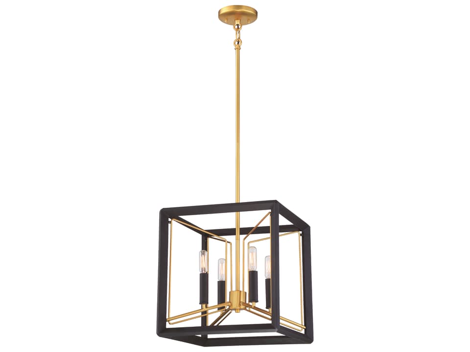 Sable Point 4-Light Cube Pendant Light in Sand Black and Honey Gold