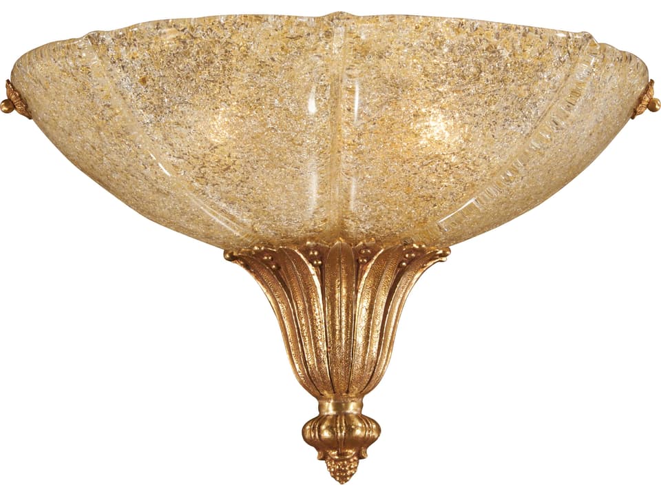 2-Light Wall Sconce with Murano Glass Shade in French Gold