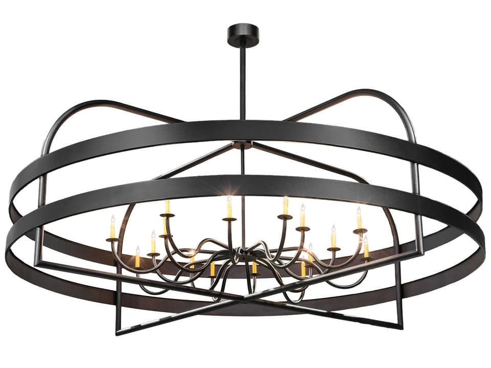 Aldari 16-Light Geometric Candelabra Chandelier in Textured Black