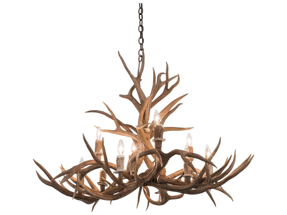 Antlers 10-Light Candelabra Chandelier in Antique Copper Finish