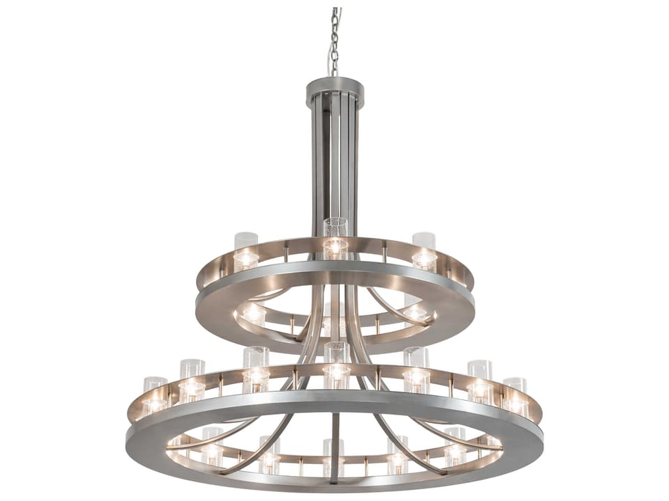 Arion 24-Light Nickel Clear Seeded Glass Tiered Chandelier