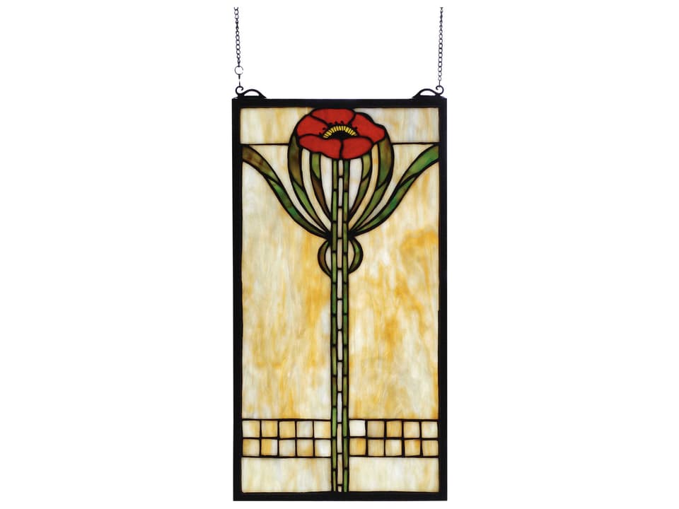 Tiffany Parker Poppy Stained Glass Window Arts and Crafts Style