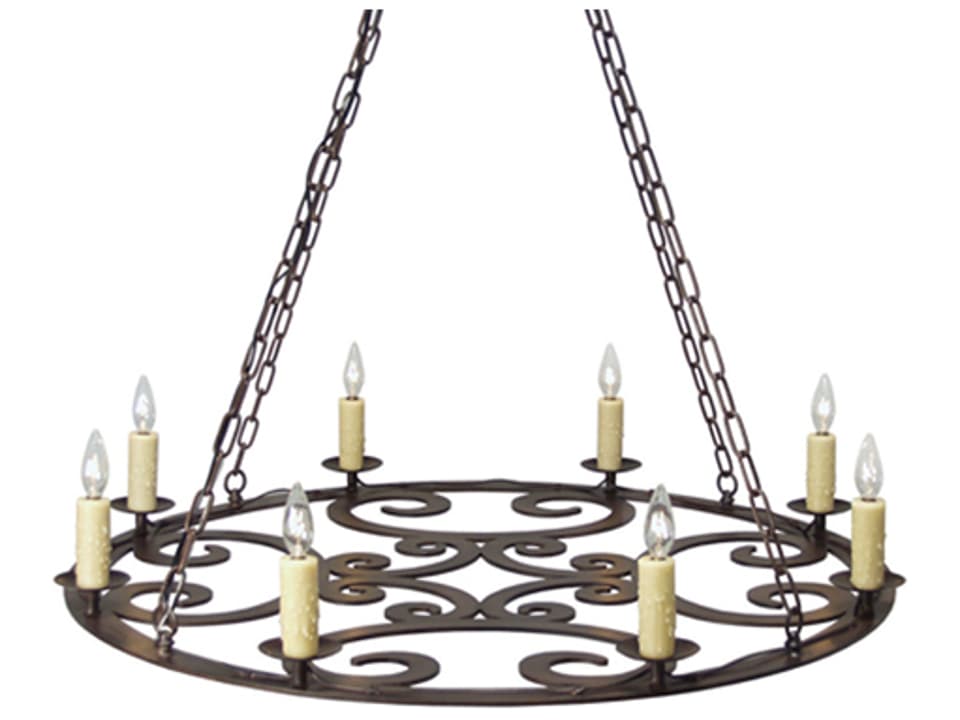 8-Light Ashley Candelabra Chandelier in Rustic Iron Finish