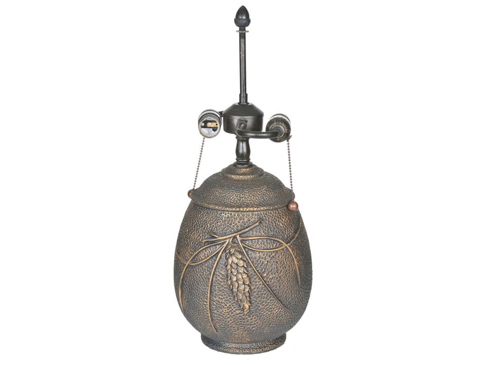 Tiffany Pinecone Two Light Table Lamp Base in Textured Antique Brass