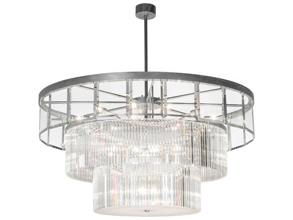 Beckam 27-Light Crystal Clear Glass Tiered Chandelier in Sparkle Silver Finish