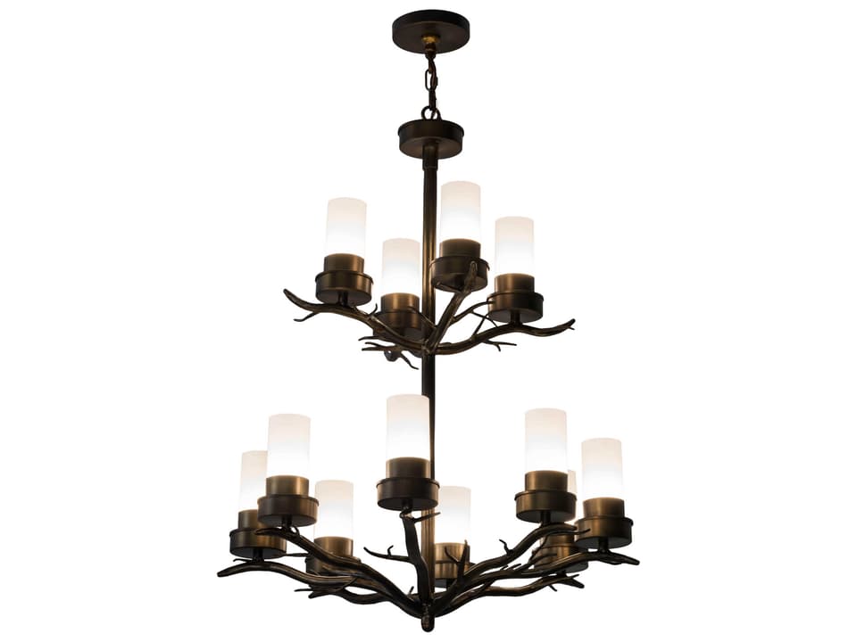Winter Solstice 12-Light Tiered Chandelier in Antique Copper Finish